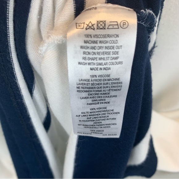 French Connection White Navy Blue Dolman 3/4 Sleeve Stretch Top Women's sz M - Picture 7 of 7